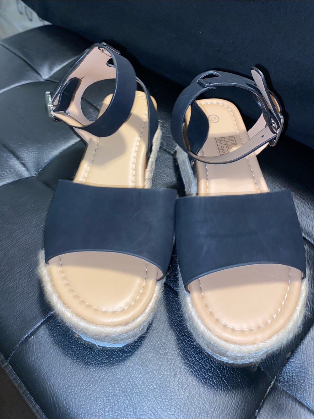 Women’s Black Ankle-Strap Espadrille Sandals